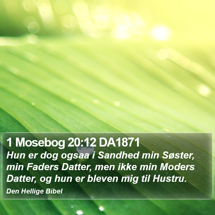 1 Mosebog 20:12 DA1871 Bible Study