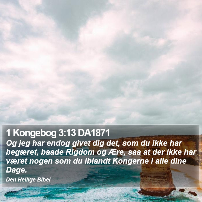 1 Kongebog 3:13 DA1871 Bible Study