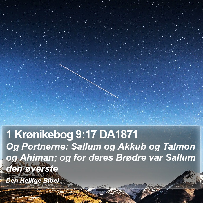 1 Krønikebog 9:17 DA1871 Bible Study