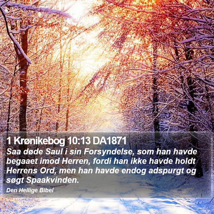 1 Krønikebog 10:13 DA1871 Bible Study