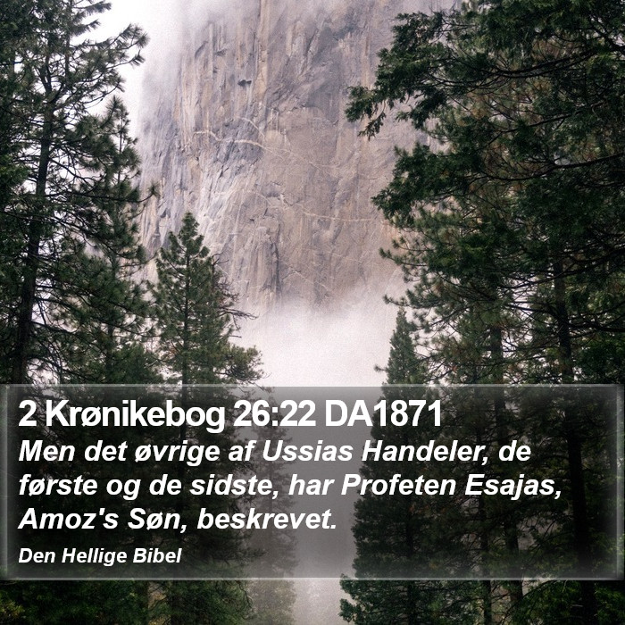 2 Krønikebog 26:22 DA1871 Bible Study