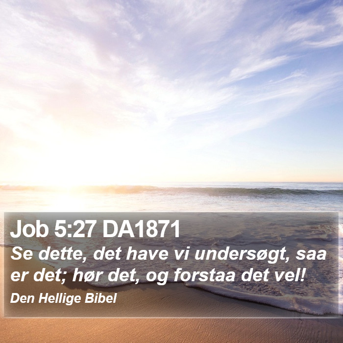 Job 5:27 DA1871 Bible Study