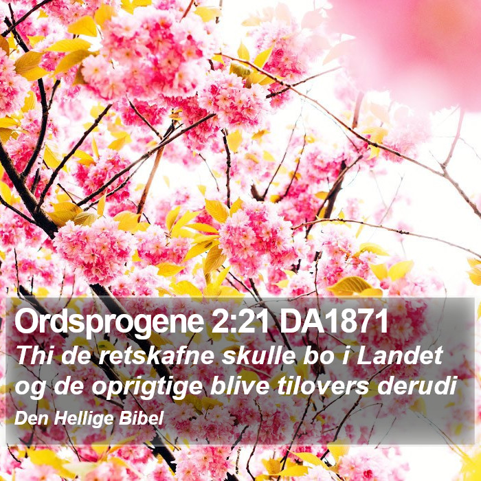 Ordsprogene 2:21 DA1871 Bible Study