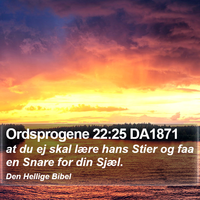 Ordsprogene 22:25 DA1871 Bible Study