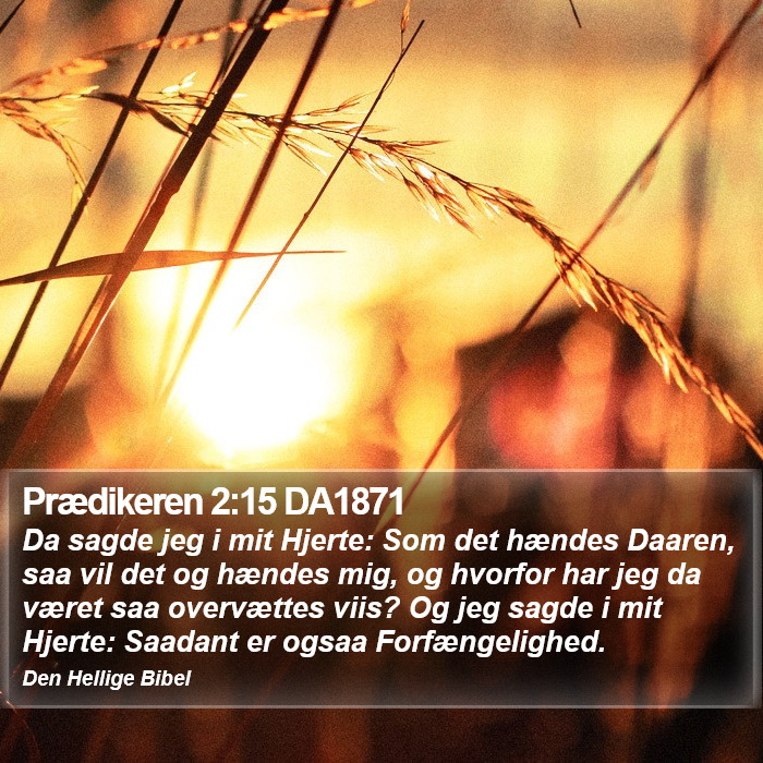 Prædikeren 2:15 DA1871 Bible Study