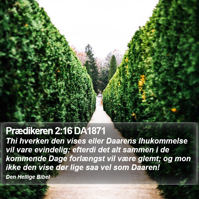 Prædikeren 2:16 DA1871 Bible Study