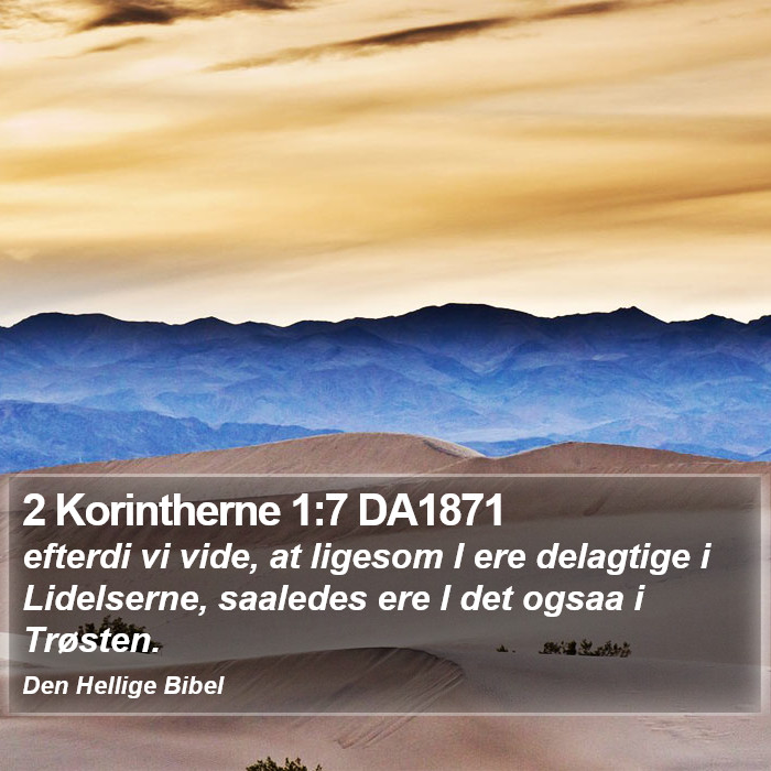 2 Korintherne 1:7 DA1871 Bible Study